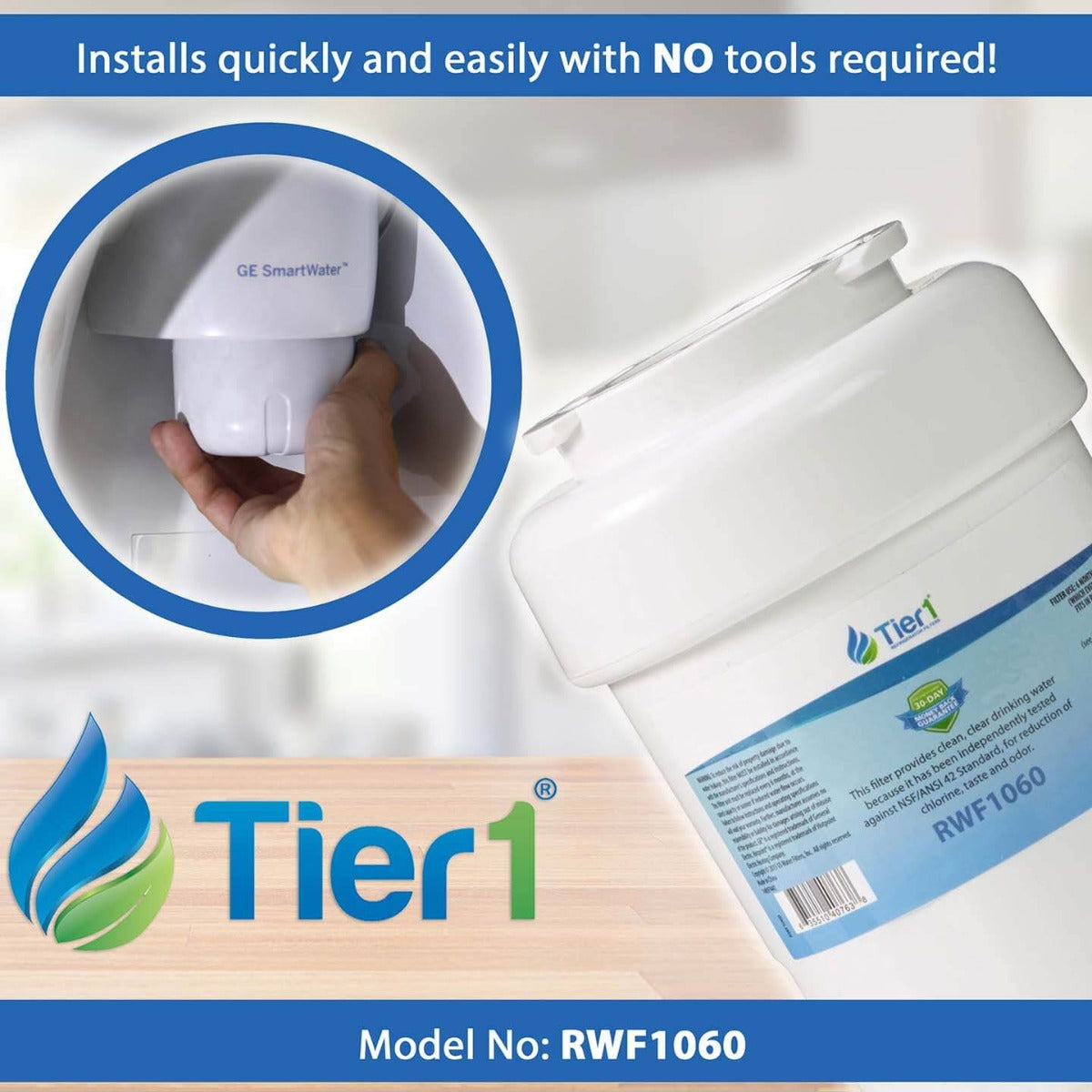 MWF GE SmartWater Refrigerator Water Filter Replacement by Tier1