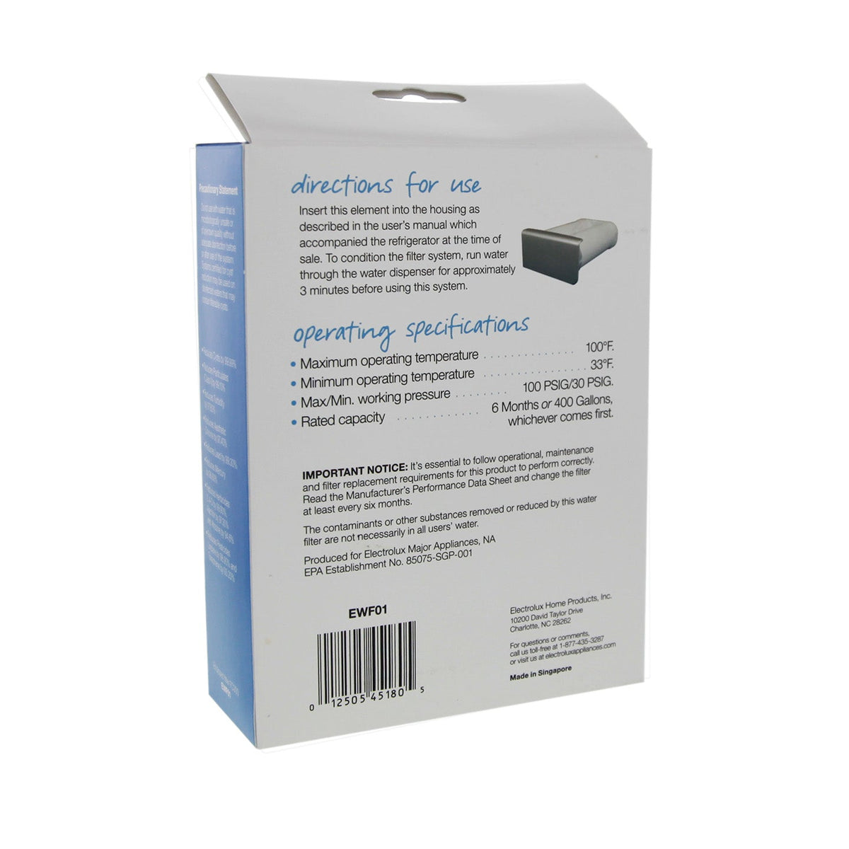 EWF01 Electrolux Pure Advantage Refrigerator Water Filter