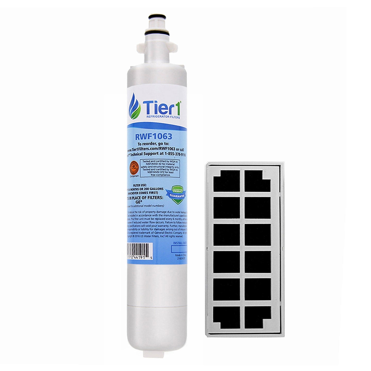 GE RPWF Comparable Refrigerator Water Filter with Odor Filter Comparable Refrigerator Air Filter Combo by Tier1